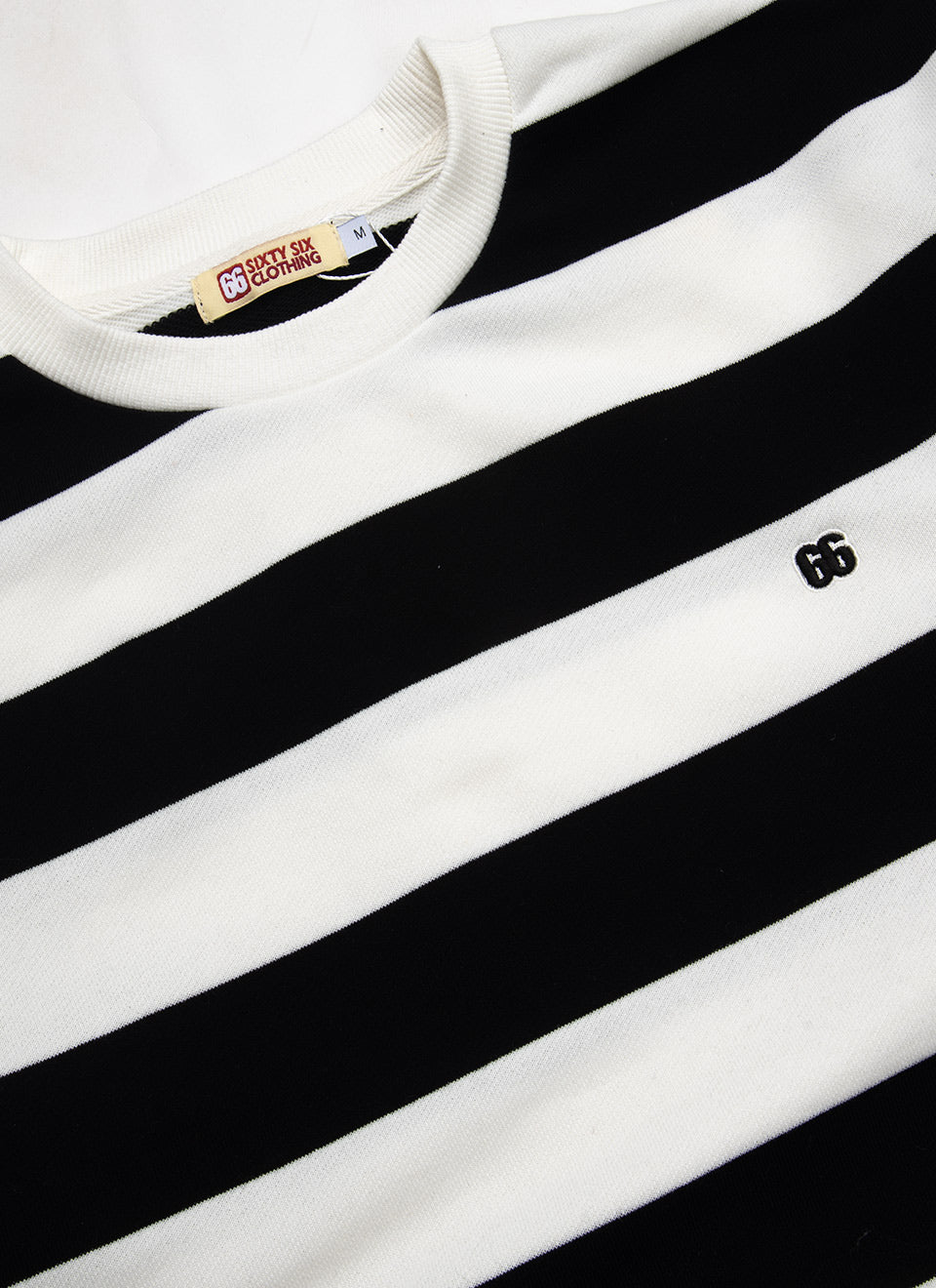 The Sutherland Black White - John Lennon 60s Inspired Stripe 330g Sweatshirt By 66 Clothing