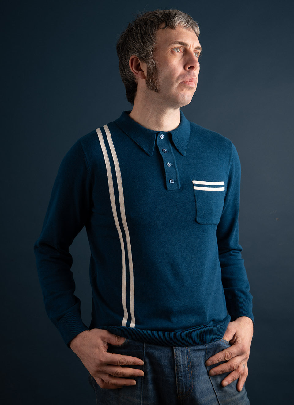 The 'Dave Quad' In Petrol Blue Stripe - Dave From Quadrophenia Inspired Top - by 66 Clothing (Copy)