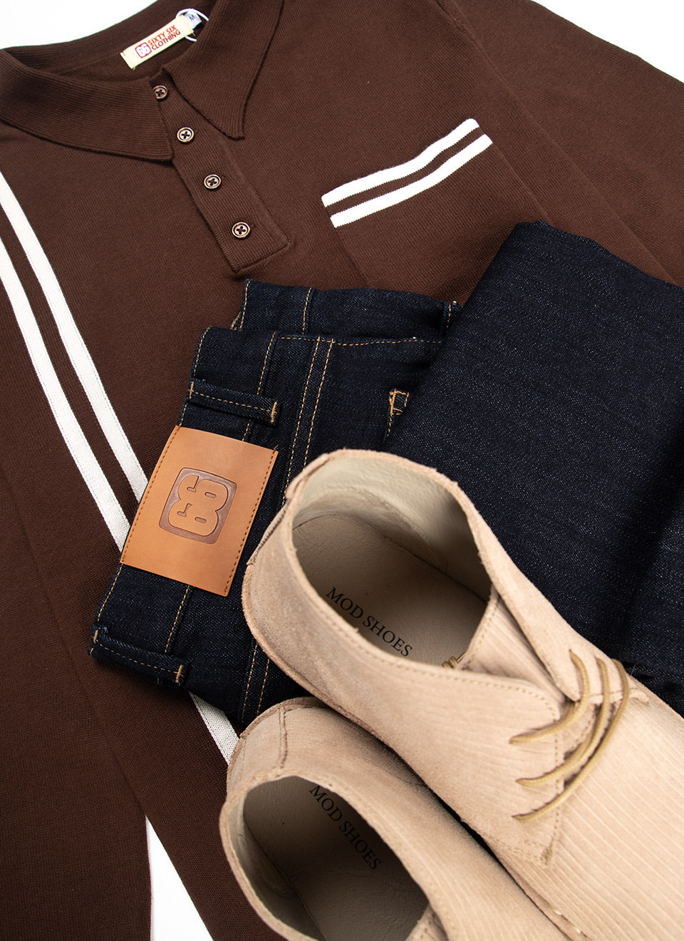 The 'Dave Quad' In Cocoa & Cream Stripe - Dave From Quadrophenia Inspired Top - by 66 Clothing
