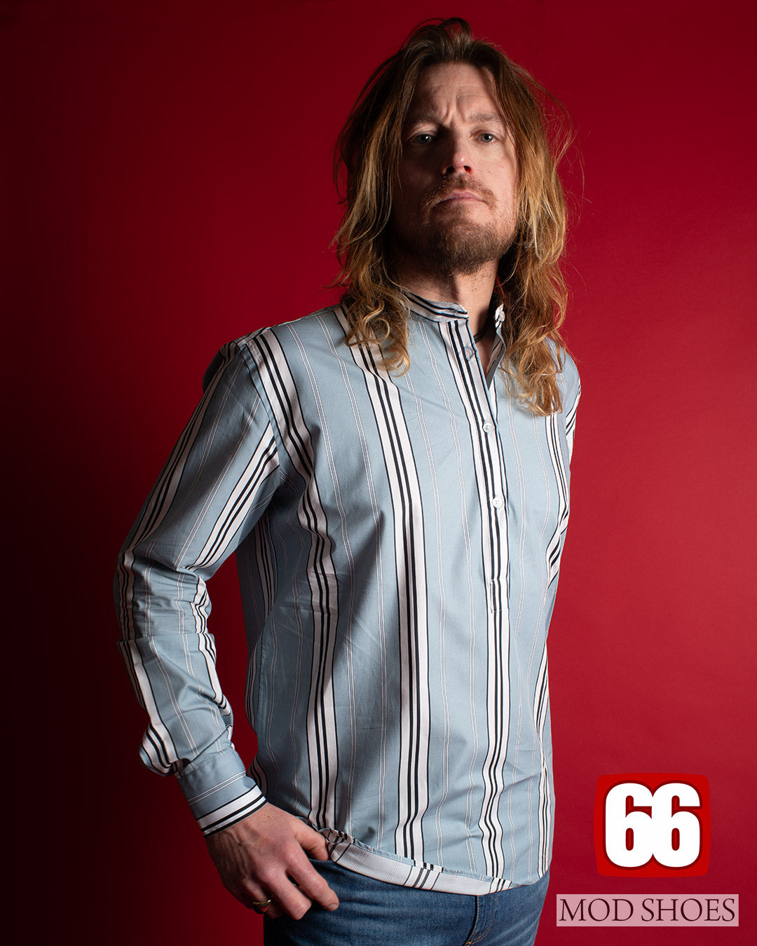 The “Harrison White Album” Stripe Shirt – George Harrison Beatles Inspired by 66 Clothing