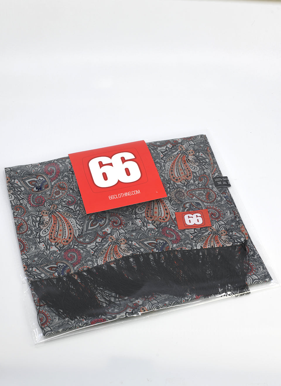 Silver Paisley Silk Scarf by 66 Clothing - Inspired By John Lennon Beatles 66 Rain Photo Shot