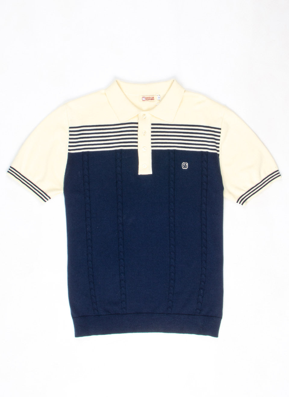 The Michael - Blue & Cream Knit Polo By 66 Clothing