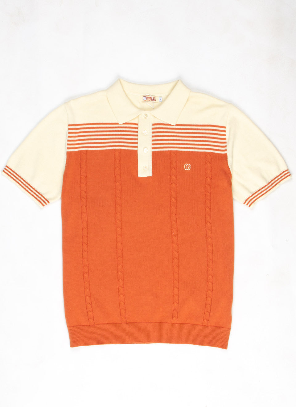 The Michael - Orange & Cream Knit Polo By 66 Clothing