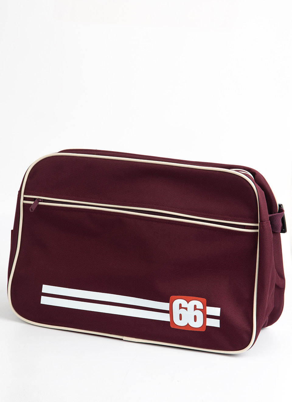 66 Clothing The Racer Bag - 66 Logo 2 Stripe - Shoulder Bag In Burgundy & Cream