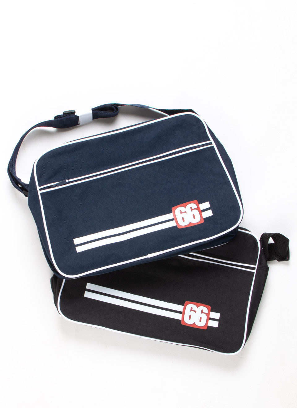 66 Clothing The Racer Bag - 66 Logo 2 Stripe - Shoulder Bag In Black
