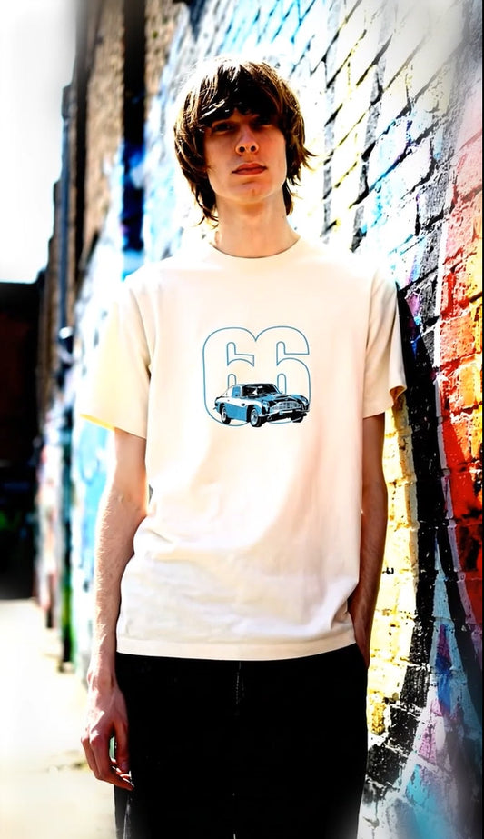 Aston Martin DB5 Inspired - Vintage White T-shirt - AceTee by 66 Clothing