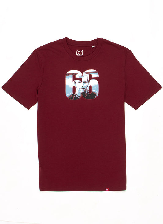 Bobby Moore West Ham Inspired - Burgundy T-shirt - AceTee by 66 Clothing