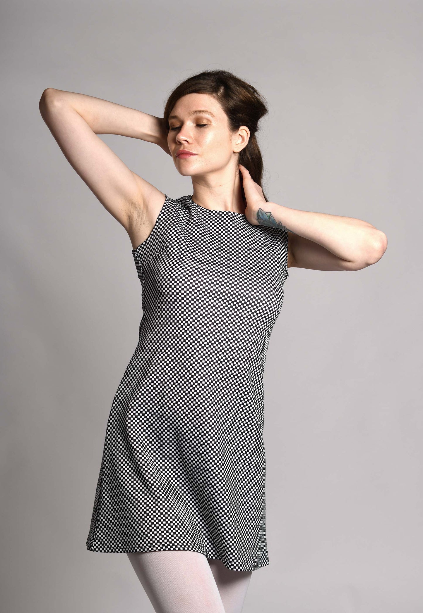 The 'Lucy' Dress in Black White Check - UK Made 60's Style Mod Dress