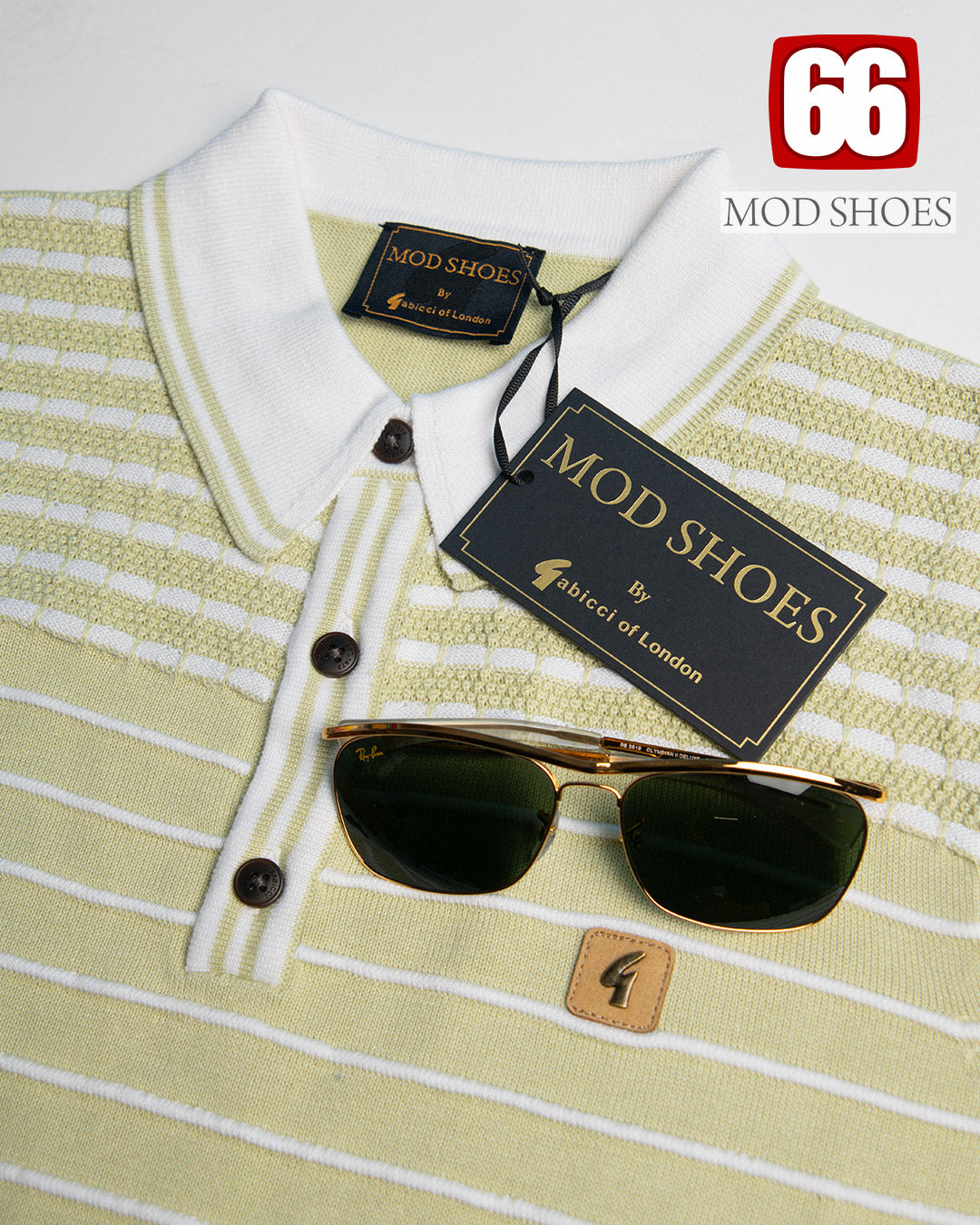 Gabicci Canyon Pistachio Modshoes Exclusive - Short Sleeve Knitted Polo