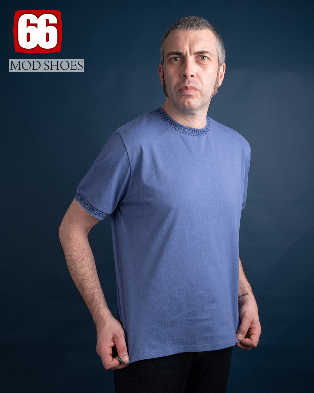 The "Help" - John Lennon (Beatles) Inspired - Blue Short Sleeve Top By 66 Clothing
