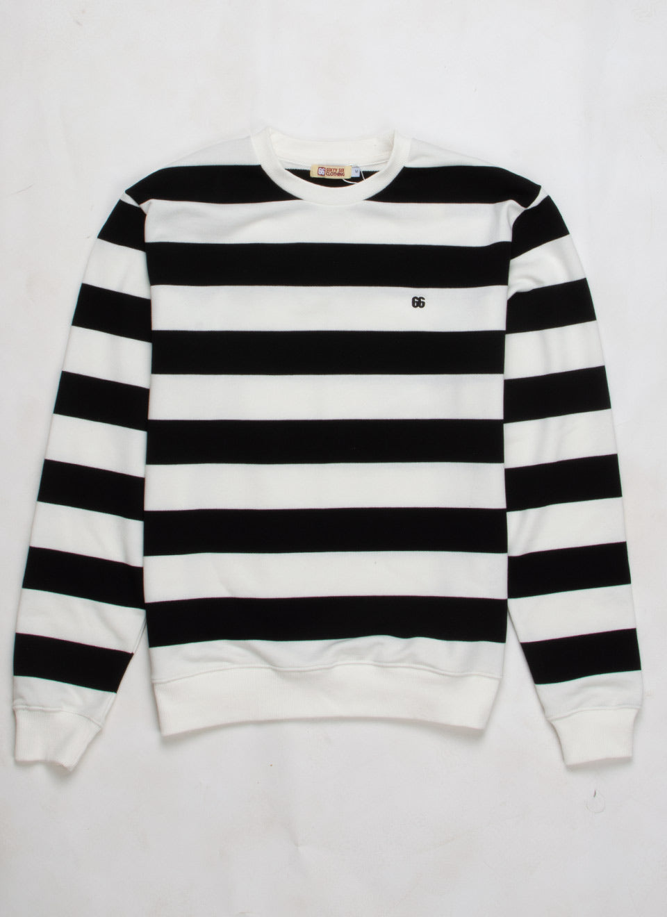 The Sutherland Black White - John Lennon 60s Inspired Stripe 330g Sweatshirt By 66 Clothing