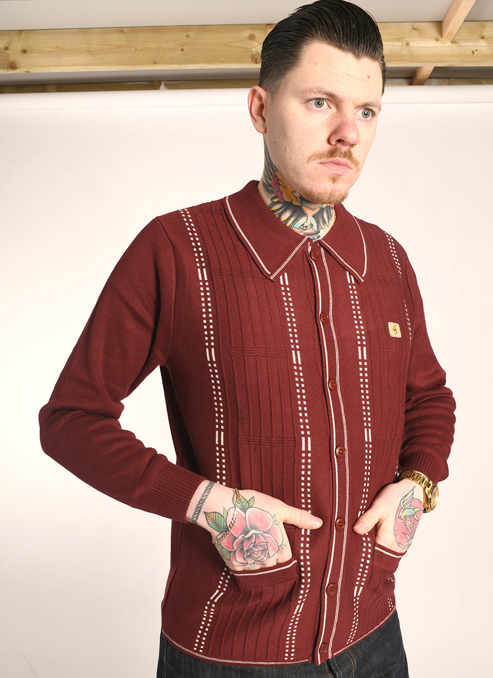 Modshoes Gabicci Exclusive Levvy In Burgundy - Button Through Top