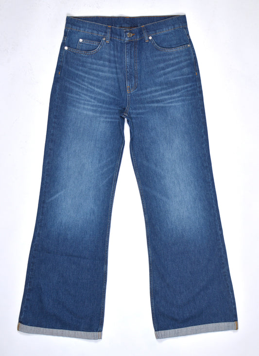 JJ24 Flared Mid Blue Jeans - by 66 Clothing