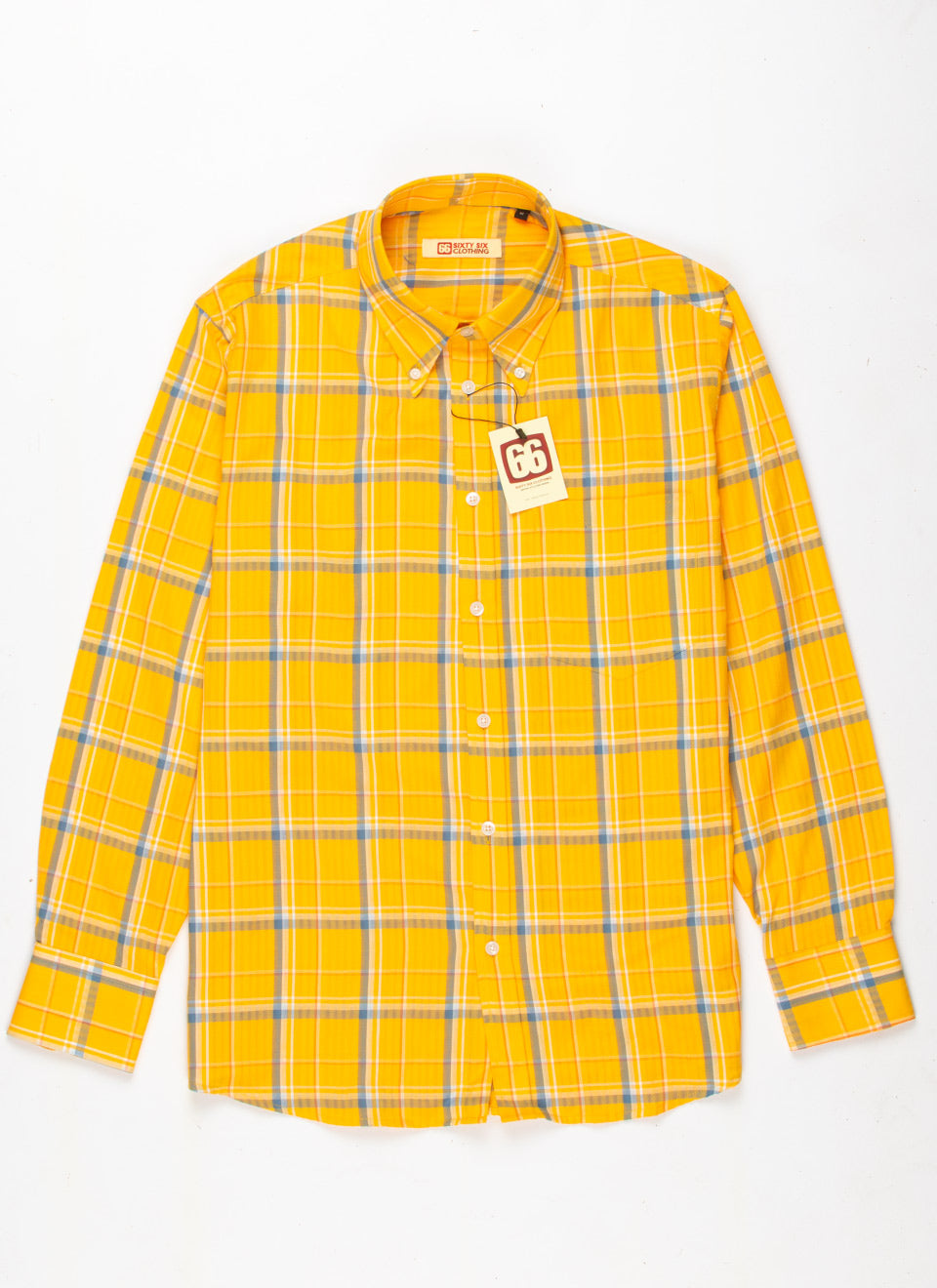 The Jackpot 2026 - Limited Edition - Orche & Navy Tartan High Collar Button Down Long Sleeve Shirt - Mod Skin Style