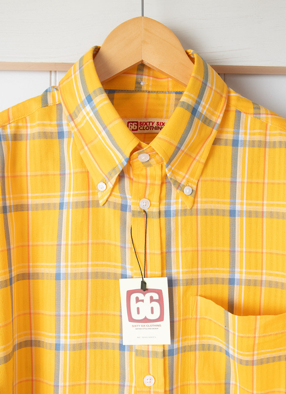 The Jackpot 2026 - Limited Edition - Orche & Navy Tartan High Collar Button Down Long Sleeve Shirt - Mod Skin Style