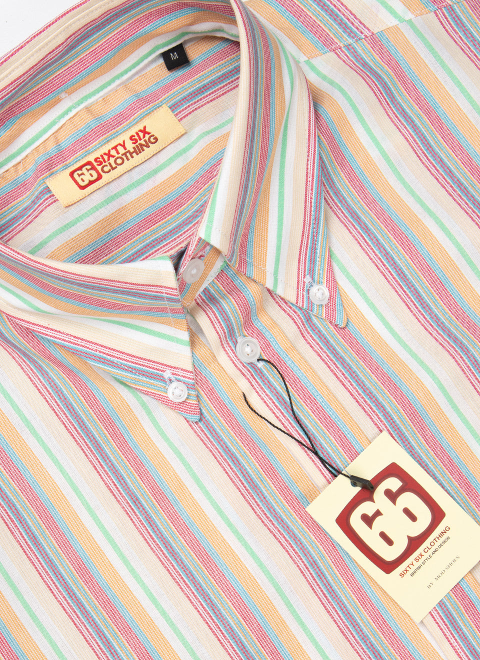 The Jackpot 2026 - Limited Edition - Multi Colour Stripe High Collar Button Down Long Sleeve Shirt - Mod Skin Style