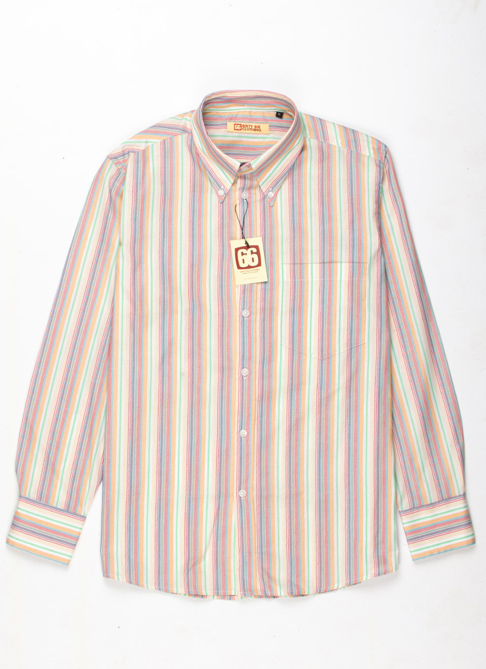 The Jackpot 2026 - Limited Edition - Multi Colour Stripe High Collar Button Down Long Sleeve Shirt - Mod Skin Style