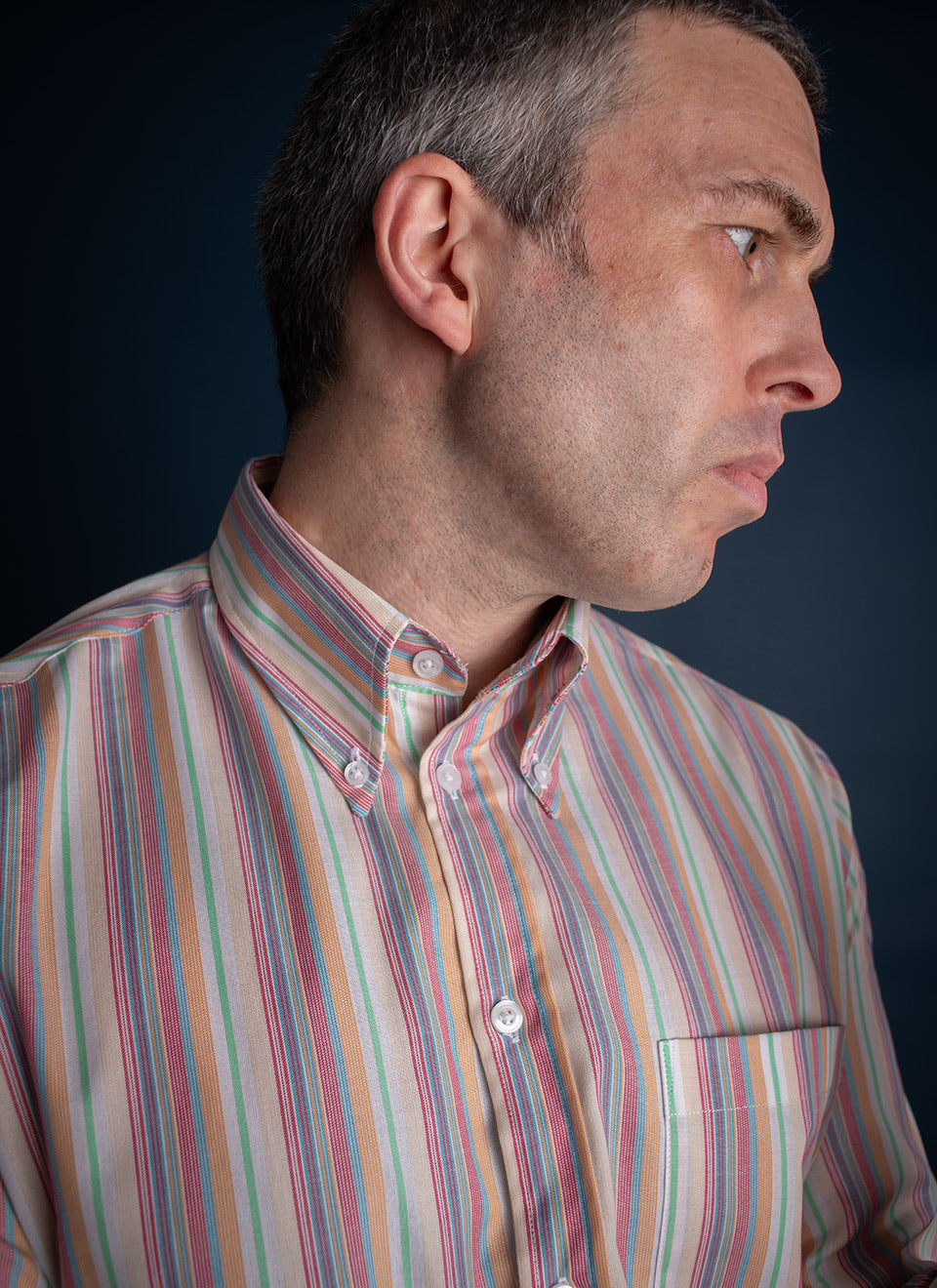 The Jackpot 2026 - Limited Edition - Multi Colour Stripe High Collar Button Down Long Sleeve Shirt - Mod Skin Style