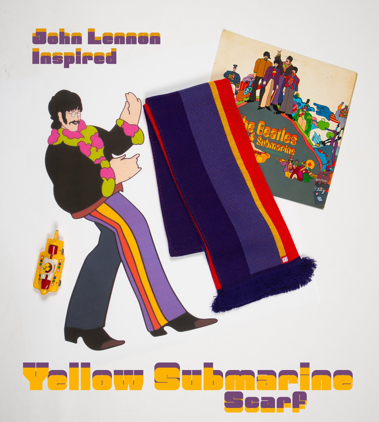 Yellow Submarine Scarf Inspired by John Lennon Beatles - By 66 Clothing