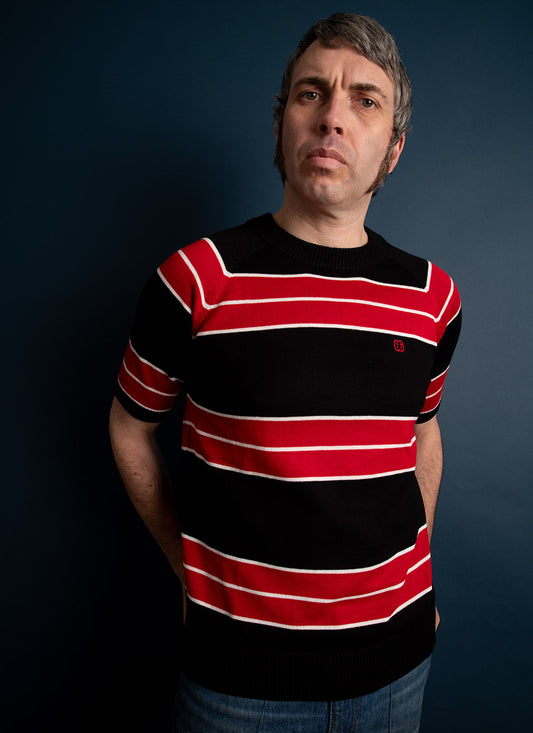 The Black & Red 'Teen Spirit' by 66 Clothing - Striped Knit Top Inspired By Kurt Cobain in Nirvana
