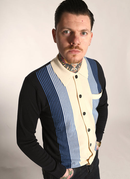 The 'Solid Bond' In Navy Cream Blue - Paul Weller The Jam Inspired Button Through Top - by 66 Clothing