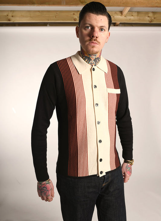 The 'Solid Bond' In Black Cream Rust Red - Paul Weller The Jam Inspired Button Through Top - by 66 Clothing