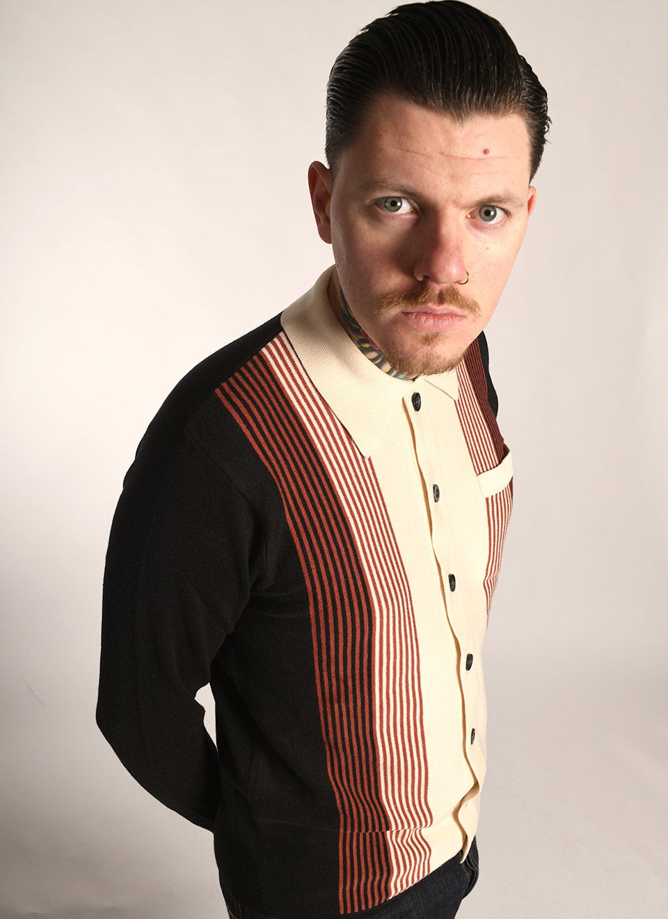 The 'Solid Bond' In Black Cream Rust Red - Paul Weller The Jam Inspired Button Through Top - by 66 Clothing