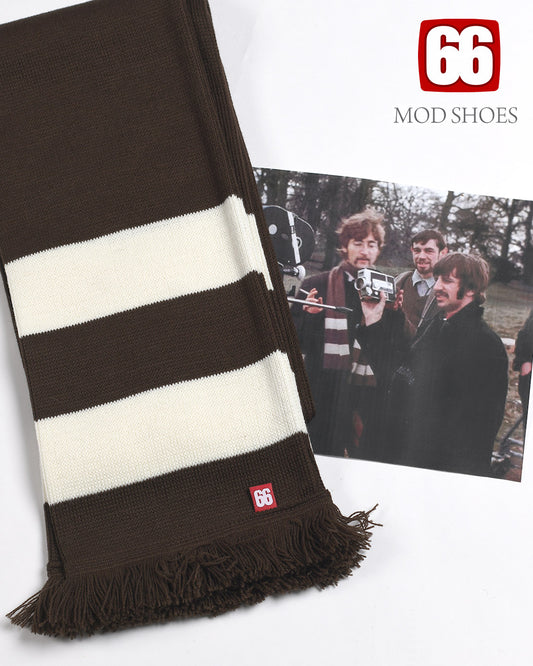 The 'Strawberry Fields' Scarf - Chocolate and Off White - John Lennon Beatles Inspired