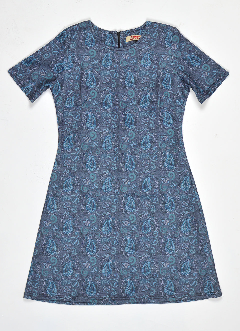 The 'Carly' Dress in Shades Of Blue Paisley - UK Made 60's Style Mod Dress