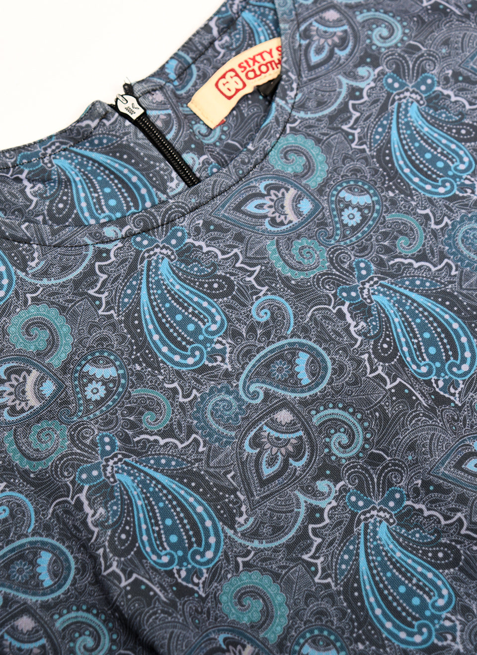 The 'Carly' Dress in Shades Of Blue Paisley - UK Made 60's Style Mod Dress