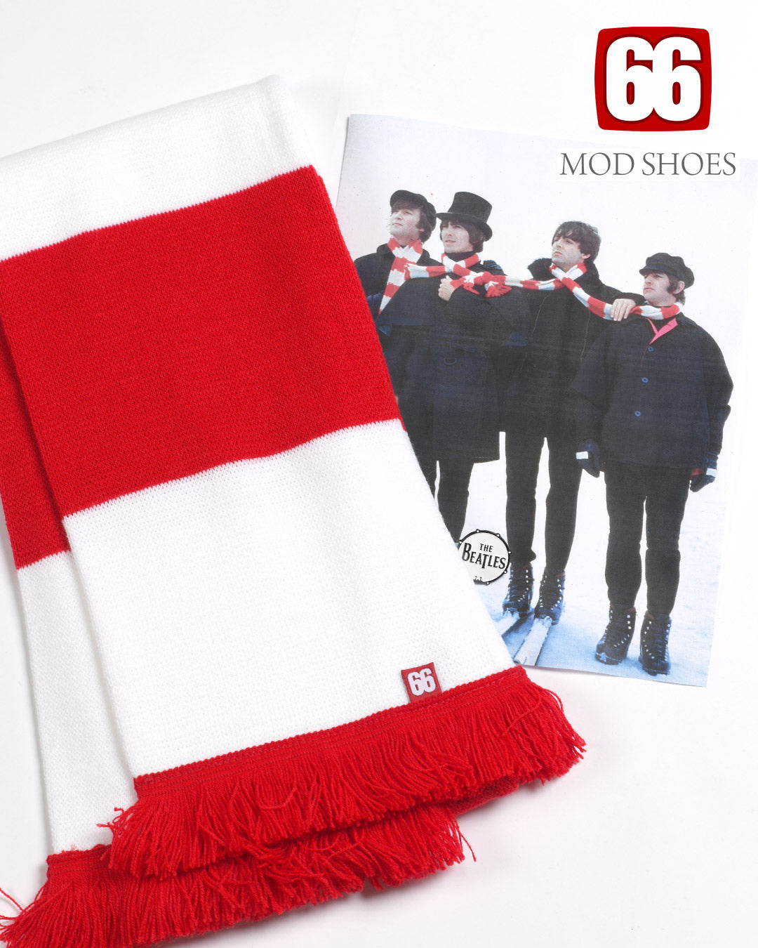 The 'Help' Scarf - Red White - Beatles Inspired