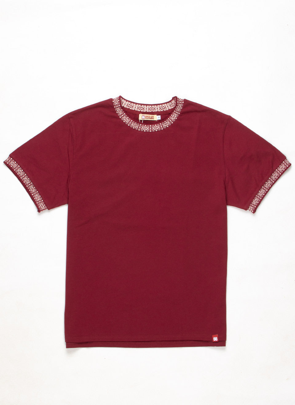 The "Help" - John Lennon (Beatles) Inspired - Burgundy Cream Short Sleeve Top By 66 Clothing