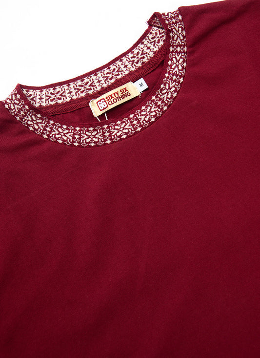 The "Help" - John Lennon (Beatles) Inspired - Burgundy Cream Short Sleeve Top By 66 Clothing