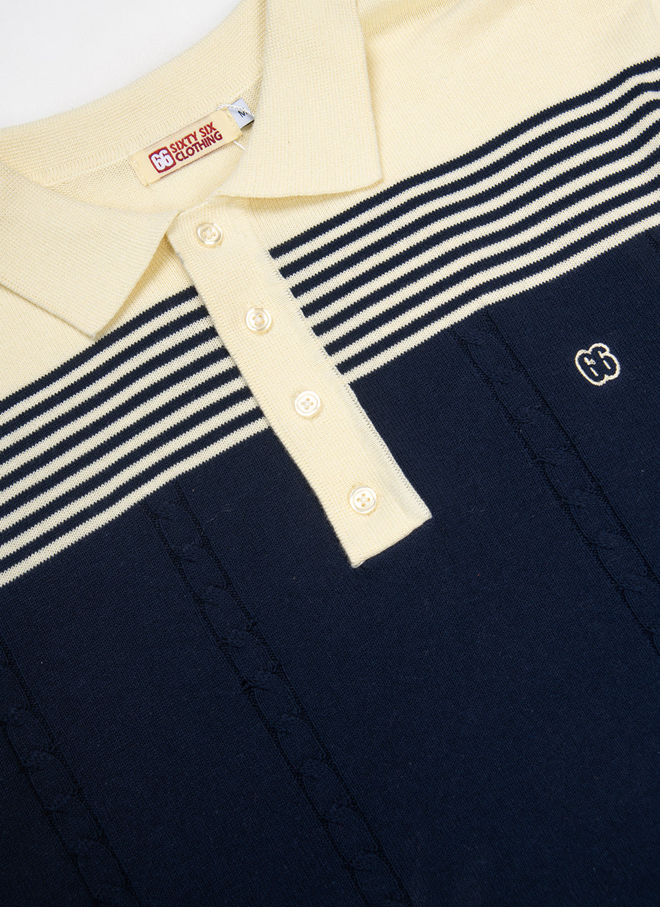 The Michael - Blue & Cream Knit Polo By 66 Clothing