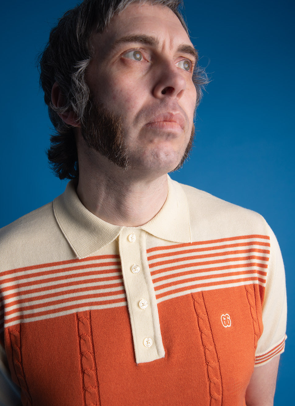 The Michael - Orange & Cream Knit Polo By 66 Clothing