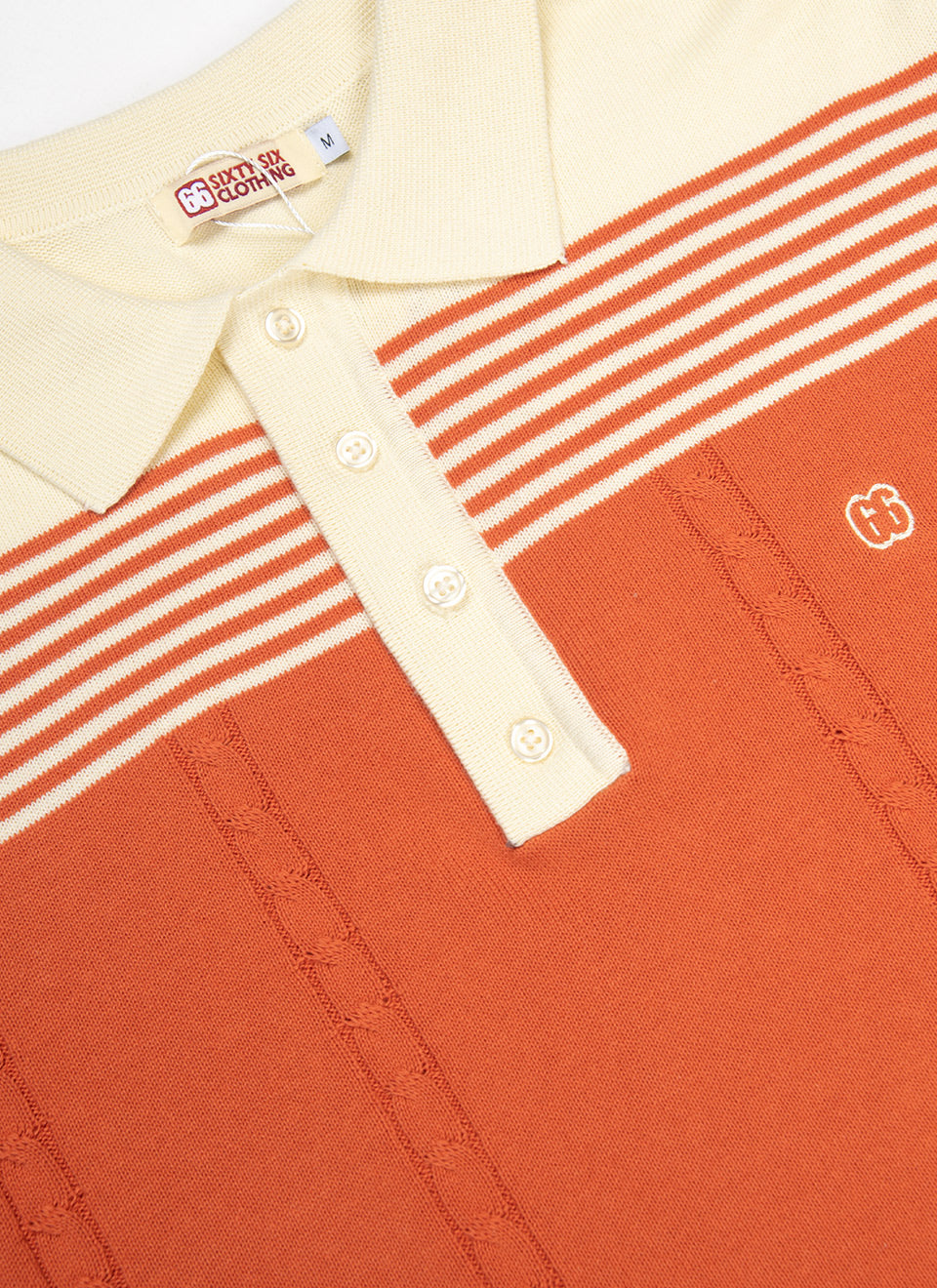 The Michael - Orange & Cream Knit Polo By 66 Clothing