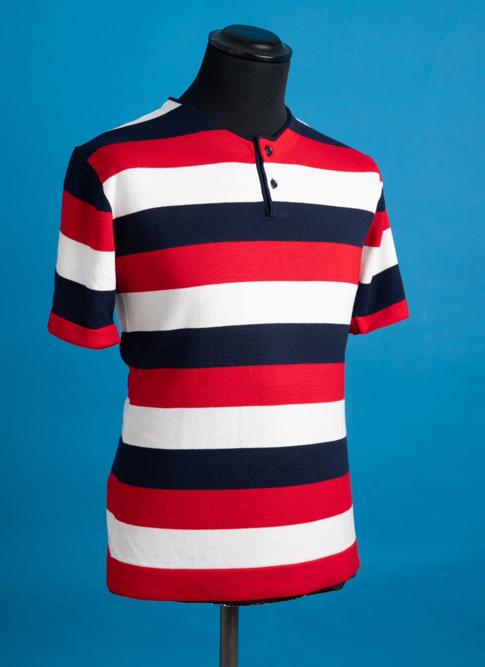 The Weller 82 - Red White Blue Stripe Knit Henley By 66 Clothing
