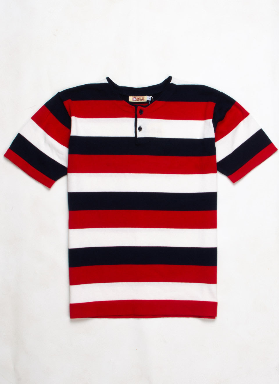 The Weller 82 - Red White Blue Stripe Knit Henley By 66 Clothing