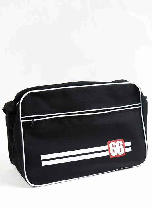 66 Clothing The Racer Bag - 66 Logo 2 Stripe - Shoulder Bag In Black