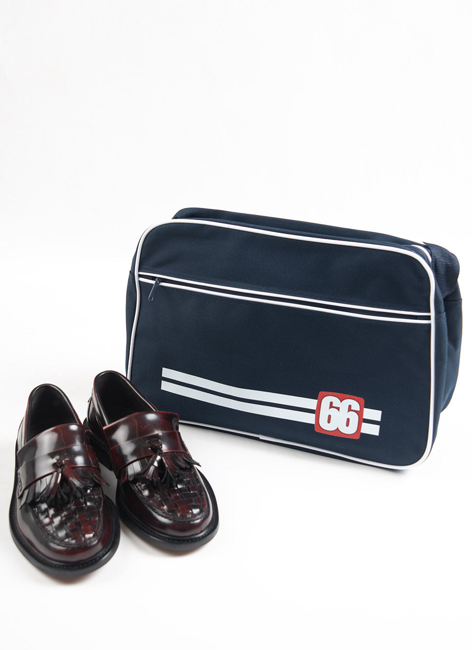 66 Clothing The Racer Bag - 66 Logo 2 Stripe - Shoulder Bag In Navy