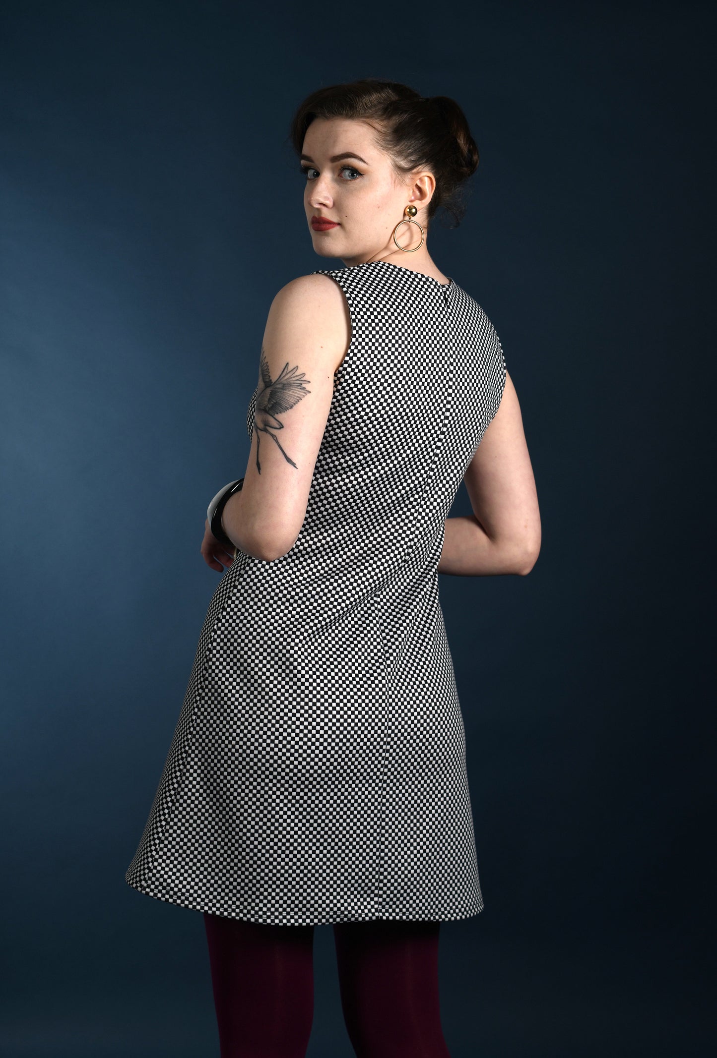 The 'Lucy' Dress in Black White Check - UK Made 60's Style Mod Dress 66 Clothing The 'Lucy' Dress in Black White Check - UK Made 60's Style Mod Dress 66 Clothing