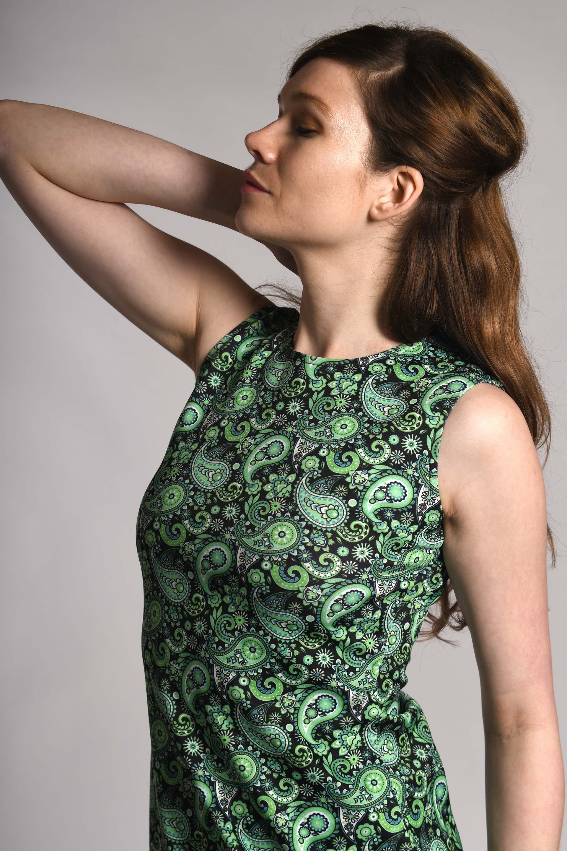 The 'Lucy' Dress in Green Paisley  UK Made 60's Style Mod Dress  66  Clothing